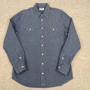 Taylor Stitch Field Utility Shirt Mens 42 Large Indigo Blue Chambray Selvedge